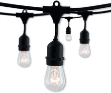 4Pack 48Ft Pendant String Light w/ S14 Clear, 15 Socket 36" Spacing, 11W, 2700K