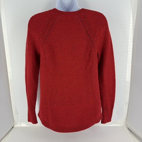 NWT Loft Womens Red Sweater Tight Knit XS Petite Long Sleeve Cotton Wool Blend - Picture 2 of 9