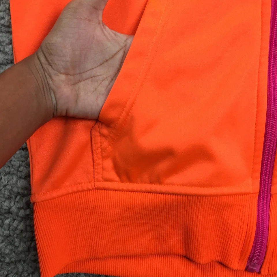 FILA Womens Full Zip Hooded Jacket Sz S Orange Pink Logo Long Sleeve - Image 4 of 4