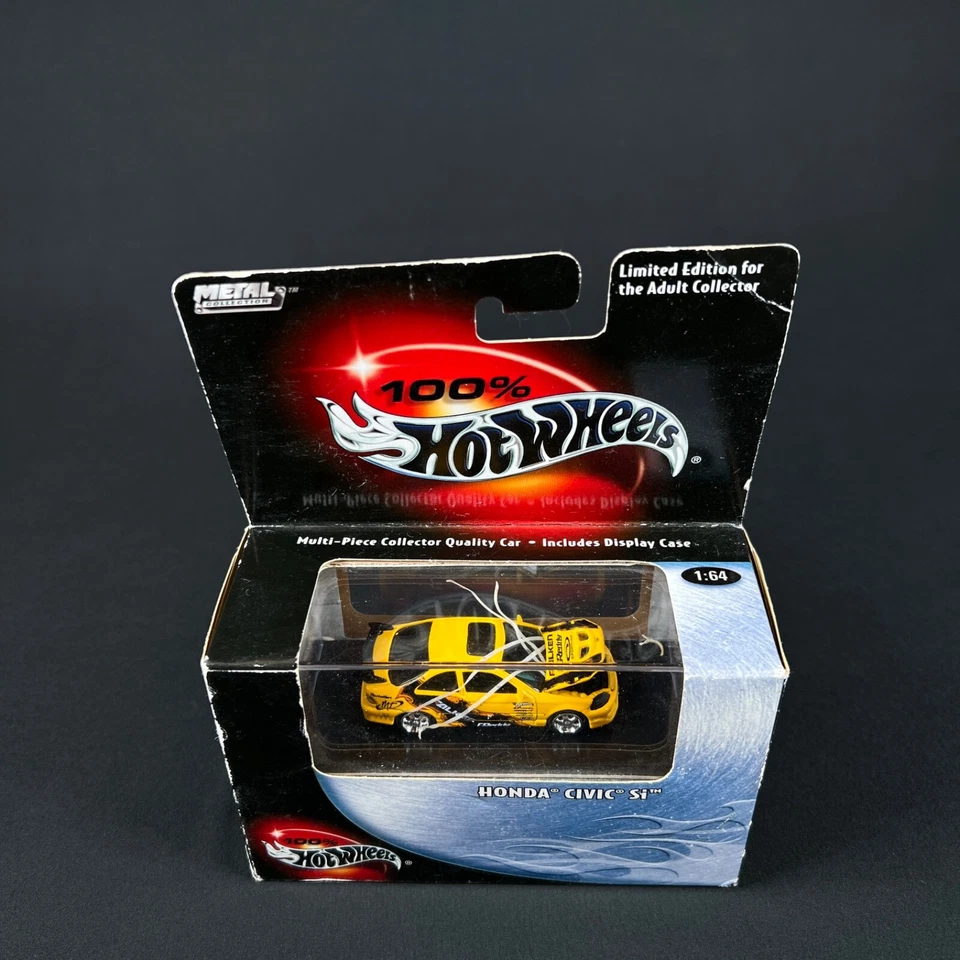 HOT WHEELS 100% 1/64 HONDA CIVIC SI FALKEN (Yellow x Black) real riders diecast - Image 2 of 4