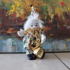 Vintage Porcelain Head Hands Feet Jester Clown Doll 9" tall