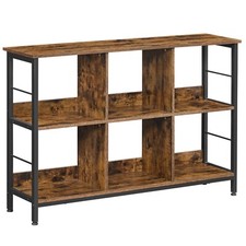 Bookshelf Bookcase Shelving Unit Console Table Rustic Brown Black LLS104B01