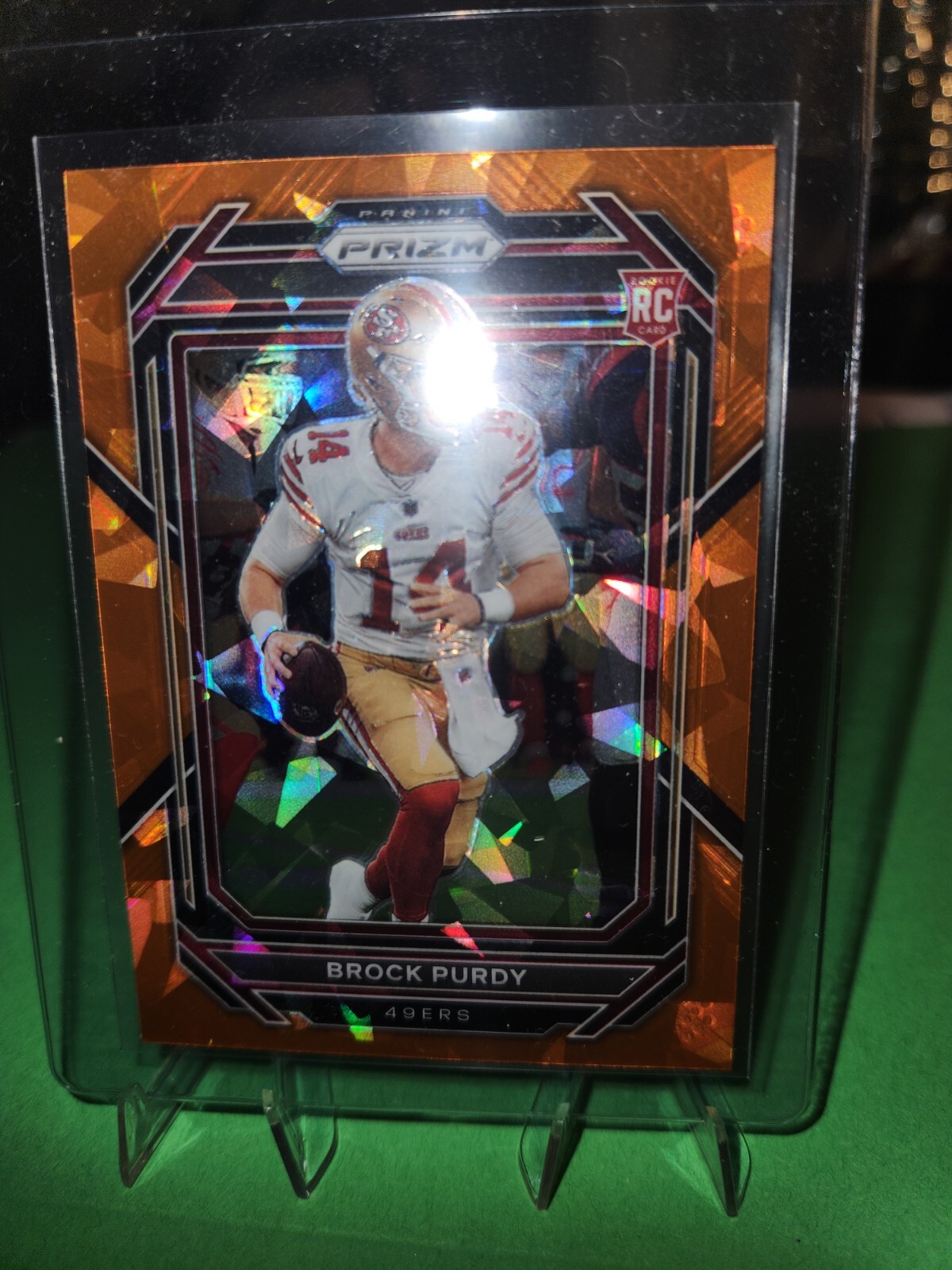 49ers 2022 Panini Prizm - Rookie Orange Ice  #353 Brock Purdy (RC) Psa Nfl MVP view 3