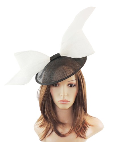 Black White Fascinator Hat for weddings 