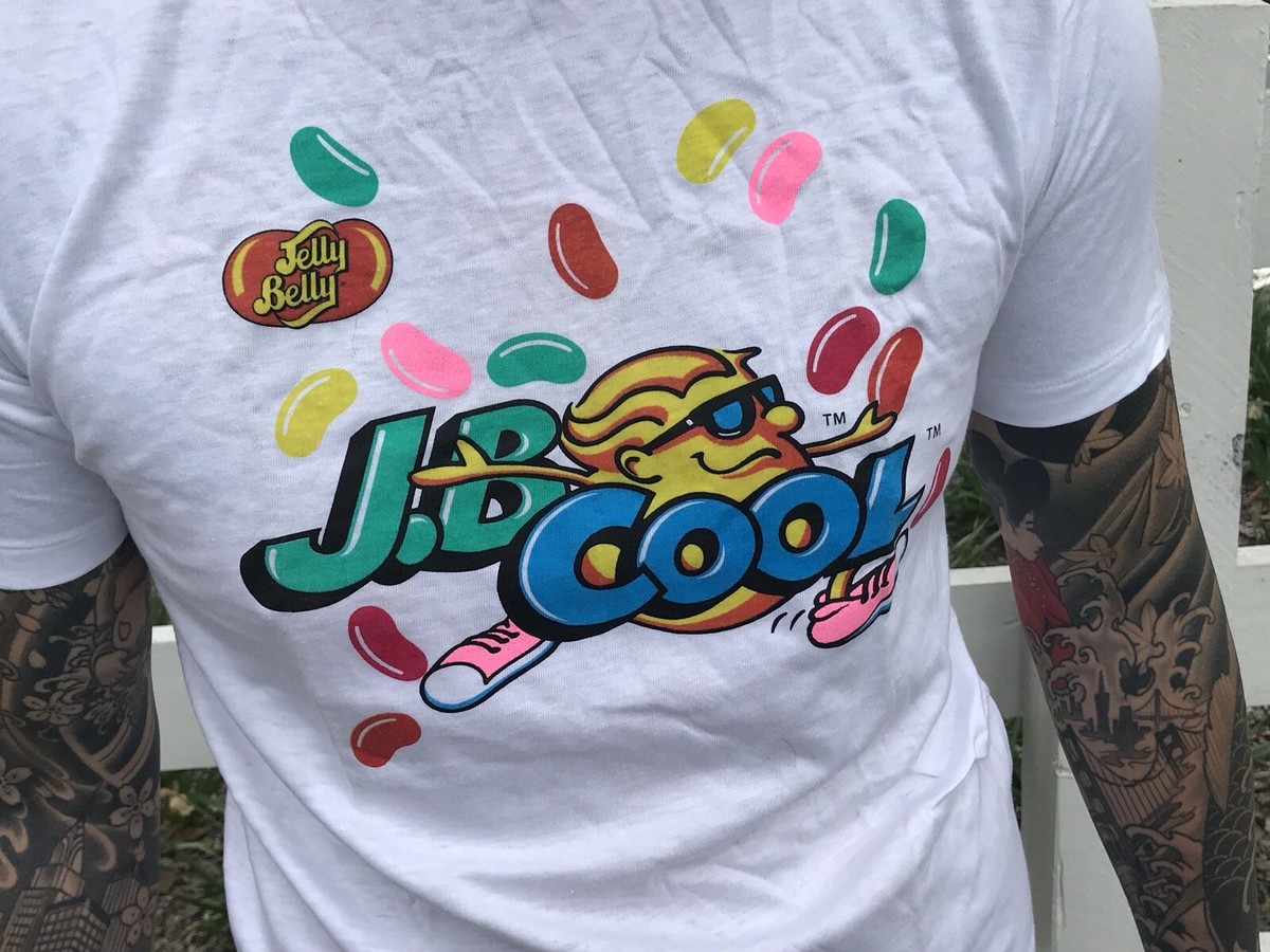 Jelly Belly J B Cool Vintage 90s Shirt Tee Vtg White M Made in USA