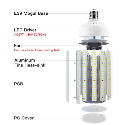 KUKUPPO 100W LED Corn Bulb – Replaces 400W HPS/Metal Halide, E39 Base, 6000K Bright White