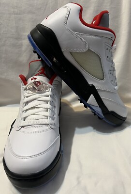 Nike Jordan 5 Low Golf White Fire Red-Black CU4523-100 Men's Sz: 8