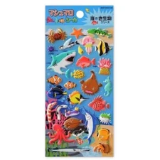 CUTE SEA LIFE STICKERS Puffy Sticker Sheet Craft Kids Scrapbook Animals Fish NEW