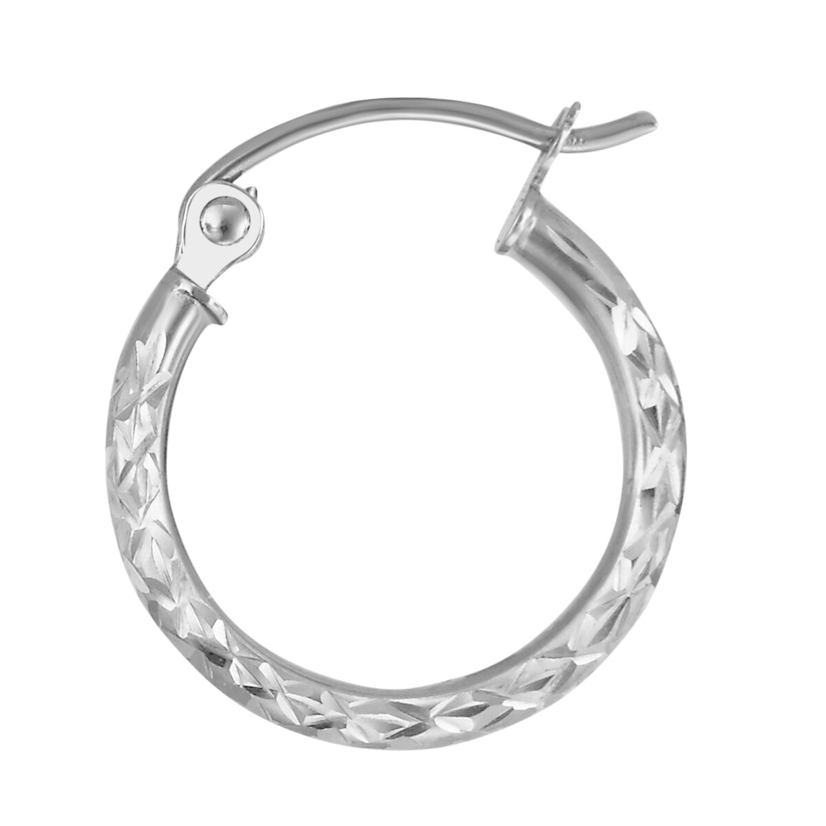 Wellingsale 14k White Gold Diamond Cut 1.5mm Hoop Earrings (x mm)