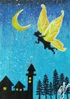 ACEO Original Acrylic Painting FAIRY MOONLIGHT Miniature Art Card New