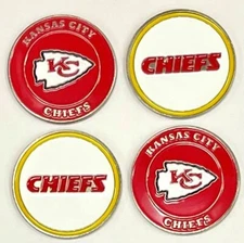 Kansas City Chiefs NFL Ball Marker Set: 4- markers, fits hat clip or divot tools
