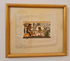 Vintage Egyptian Papyrus Painting by Khedr - Signed and Framed