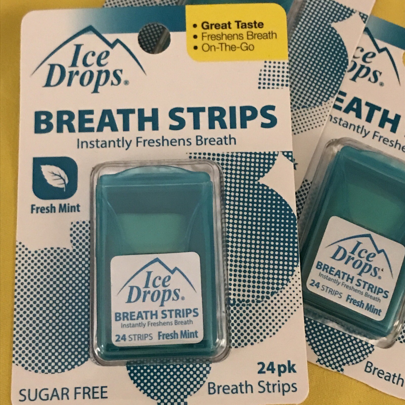 Fresh Breath Mint Strips 2 Packs 24 Count Ice Drops Breath Strips