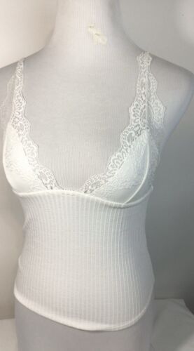 Only Hearts"" Camisole Spitze V-Ausschnitt Tank weiß Größe S Cami verstellbare Riemen