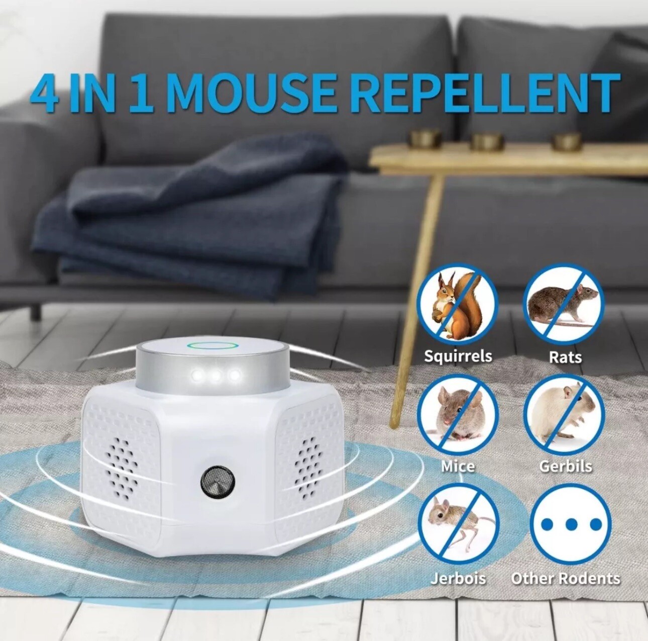 For Ultrasonic Mouse Repellent Squirrel Repeller Rodent Detector Rat ...