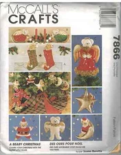 UNCUT McCalls Vintage Sewing Pattern Christmas Bears Ornaments 7866 FF