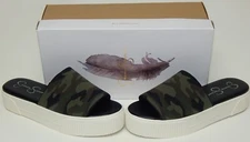 Jessica Simpson Ezira Size 7 M EU 37.5 Women's Slide Platform Sandals Green Camo