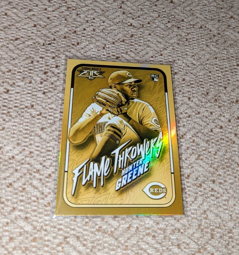 2022 HUNTER GREENE TOPPS FIRE FLAME THROWERS GOLD MINTED RC INSERT ...