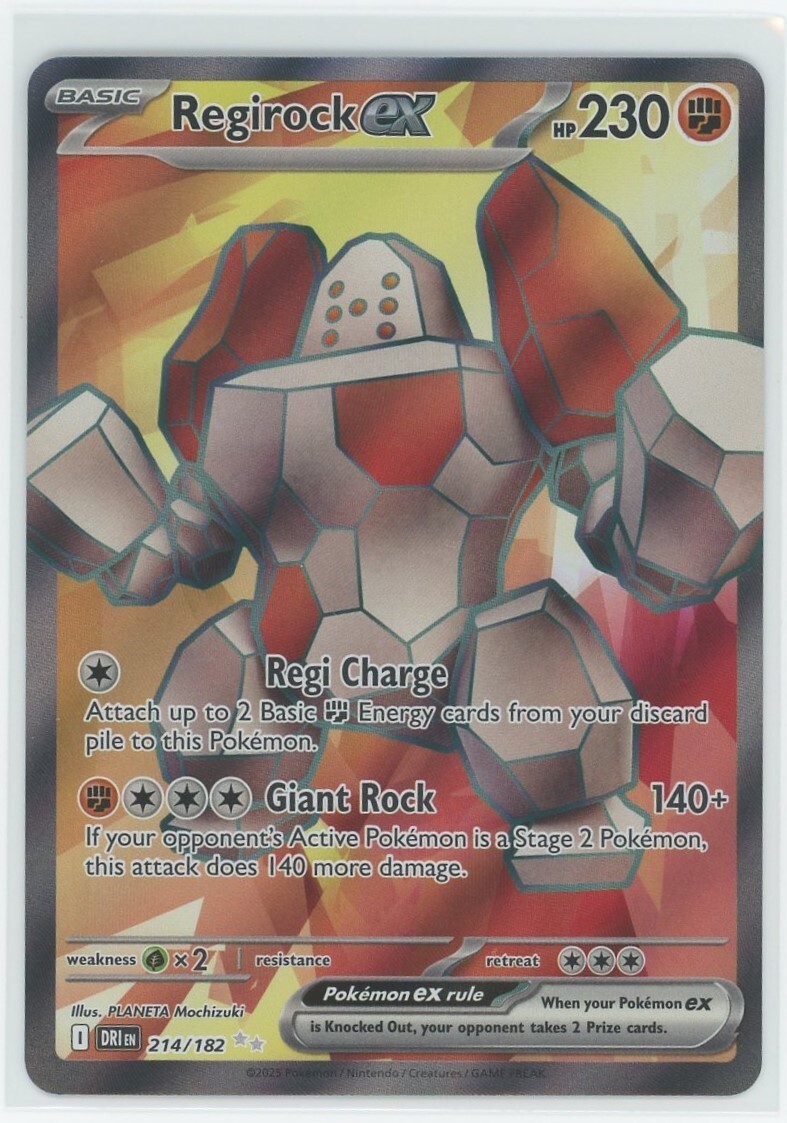 2025 Pokémon Regirock ex 214/182 Full Art Destined Rivals Near