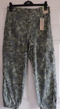 M&S Utility CARGO Tapered COMBAT Ankle Grazer CAMO Tea Dyed Trousers withStretch