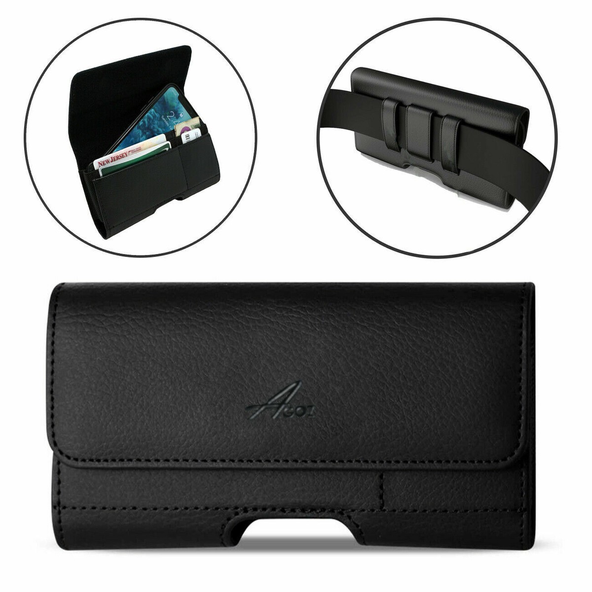 AGOZ Leather Belt Clip Loop Pouch Case Holster for iPhone 14, 14