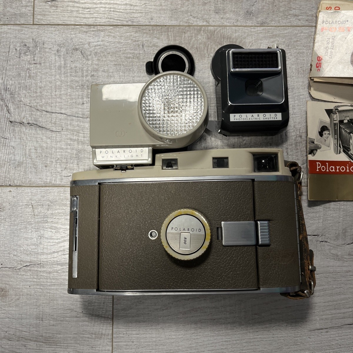 Vintage Polaroid 800 Land Camera And Accessories