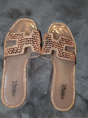 Ladies Rouge Brand Tan Embellished Sandals Size