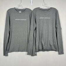 Under Armour ColdGear Long Sleeve Shirt Mens XXL Charcoal Heather Black Set of 2