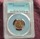 1954-D Lincoln Wheat Small Cent Bronze PCGS MS65RD Uncirculated Denver KM#132