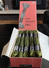 Vintage DMC Tapestry Wool 10 Skeins 7367 Moss Green Needlepoint Art 482 France