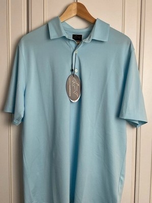 Greg Norman Golf Poloshirt Herren Medium Blau Activewear Play Dry Kurzarm
