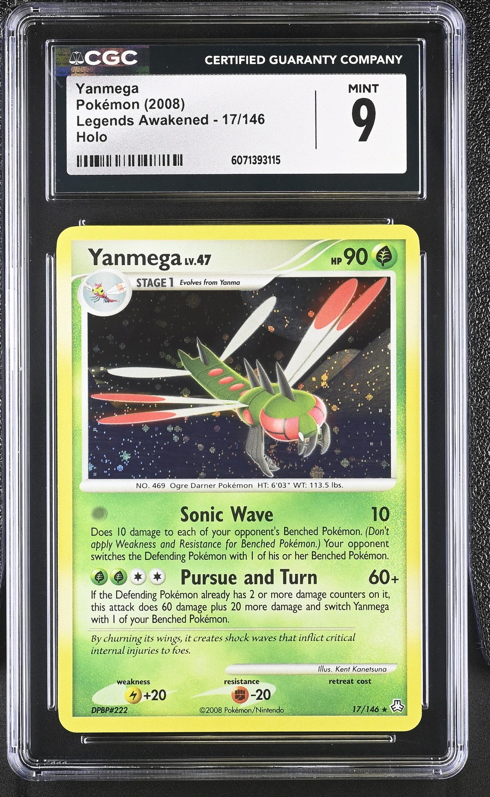 CGC 9 MINT Yanmega 2008 Legends Awakened 17/146 Holo Pokemon Card