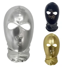 Adult Full Face Mask Unisex Faux Leather Head Cover Halloween Cosplay Headgear