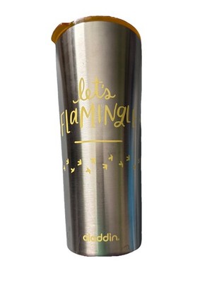 Let's Flamingle Water Bottle .Color Silver Orange Bpa Free EN 12546-1