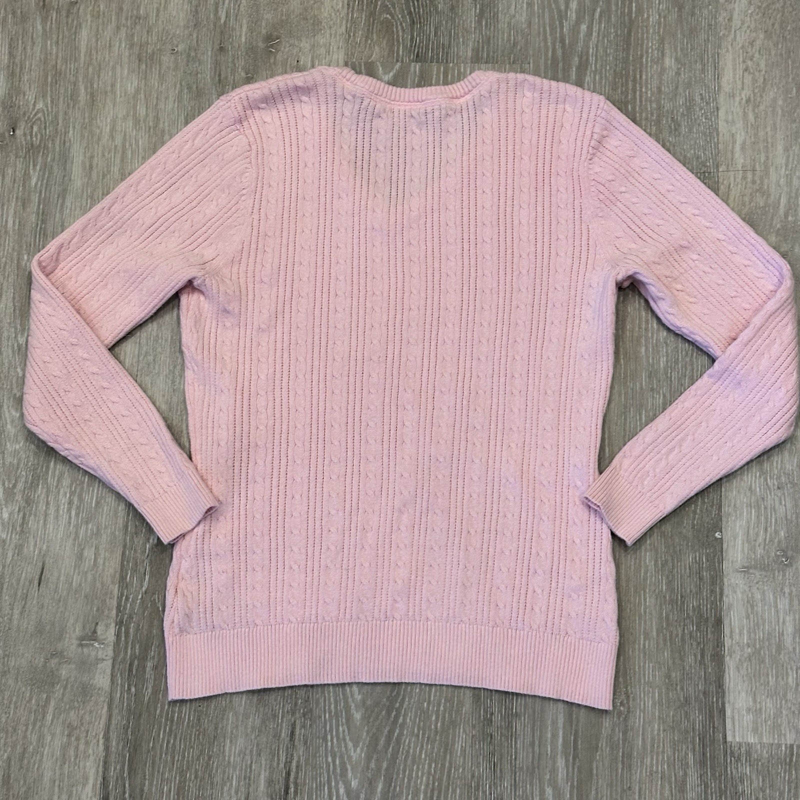 Basic Editions Womens Pink Cable Pullover Knit Lo… - image 2