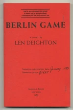 Len DEIGHTON / Berlin Game Uncorrected Proof 1st 1983