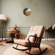 Vintage Farmhouse Oil Painting Round Aluminum Wall Art - Rustic Metal Door Hang