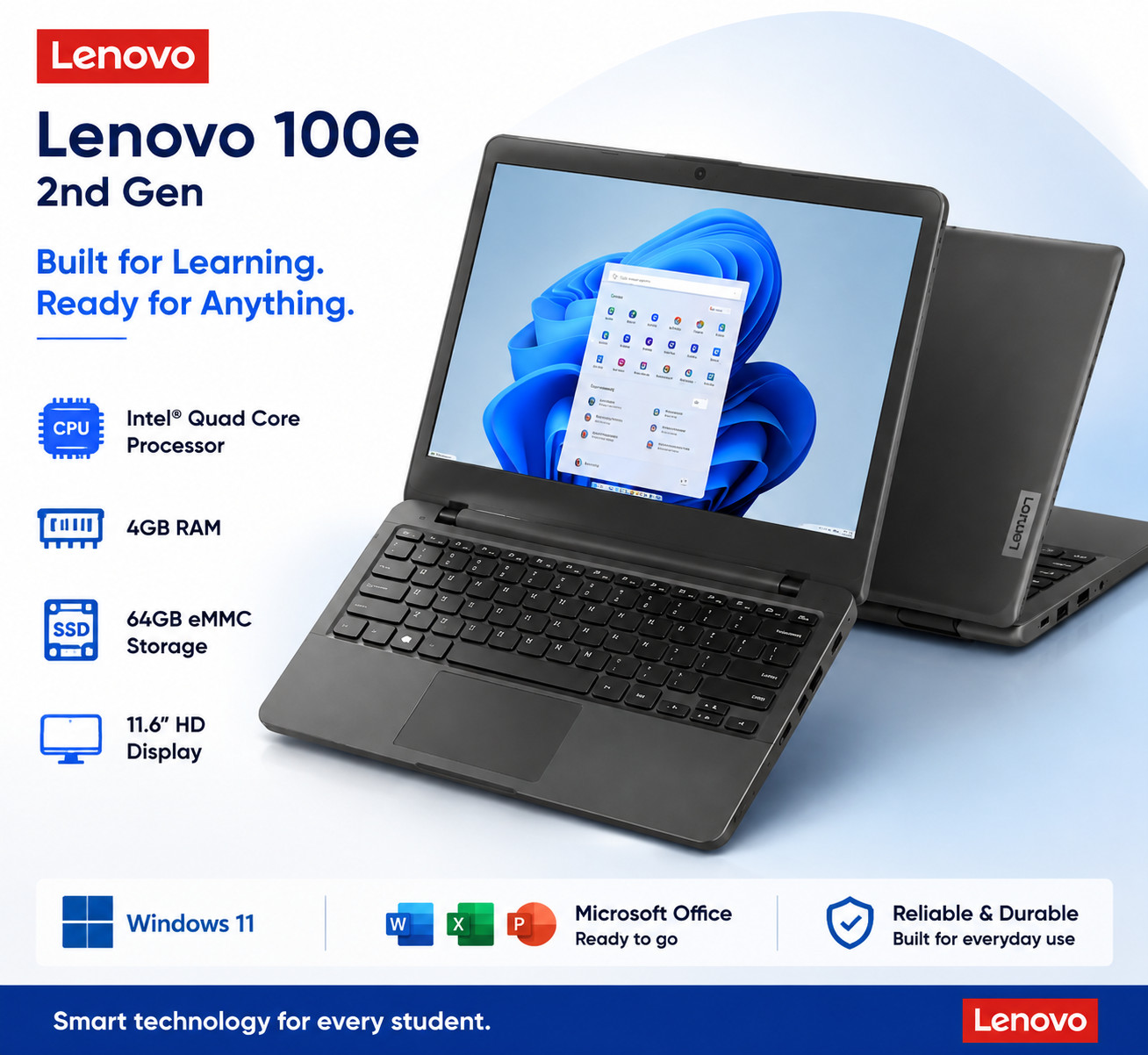 Brand New Lenovo Laptop Windows 11 Pro + Lifetime Office | 4GB RAM 64GB SSD Pro