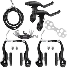 DISIWENE Complete V-Type Bike Brake Set, Front and Rear MTB Black-4Pcs 