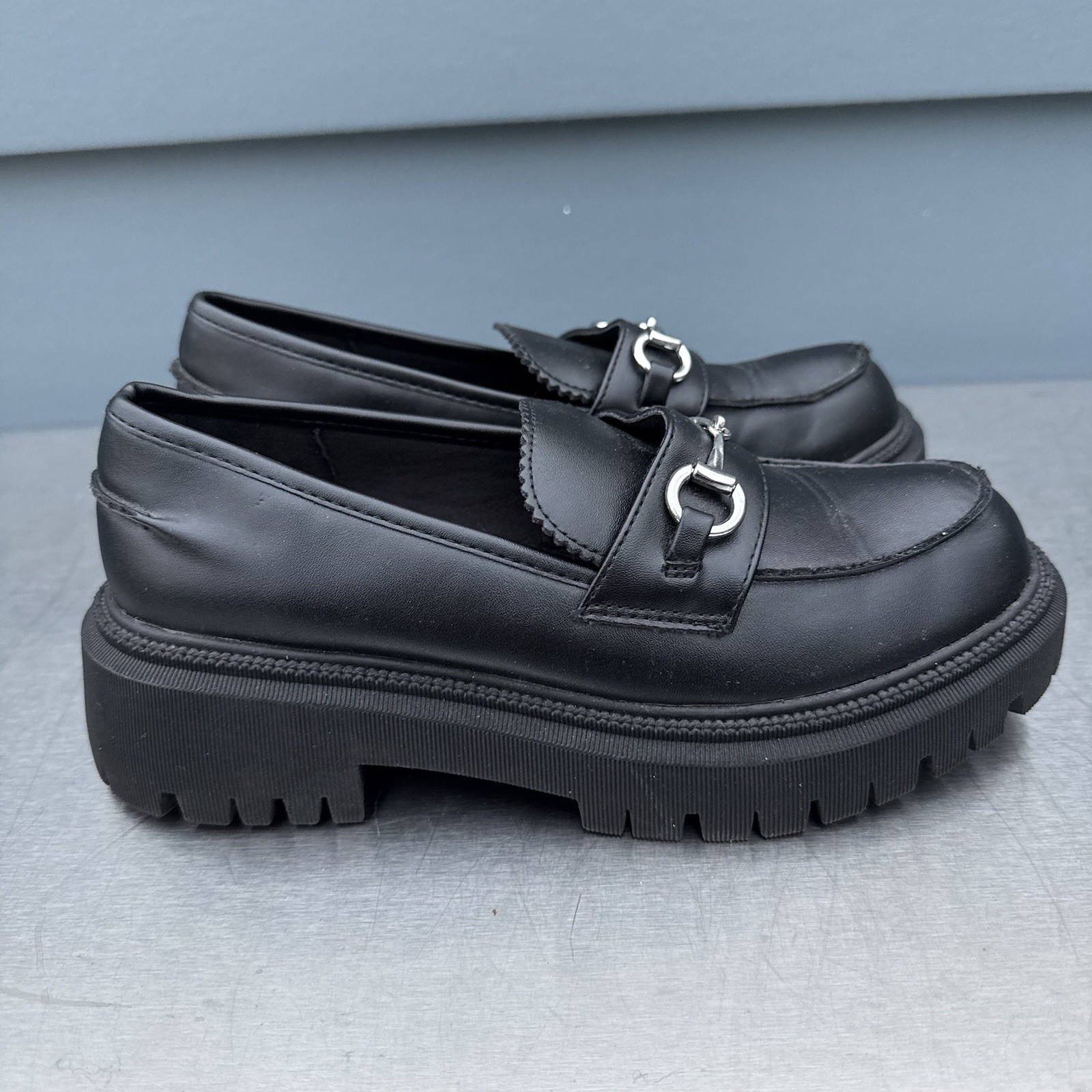 Skechers Rugged Loafers Size 7 Womens Sweet Choice Black Y2K Chunky Platform