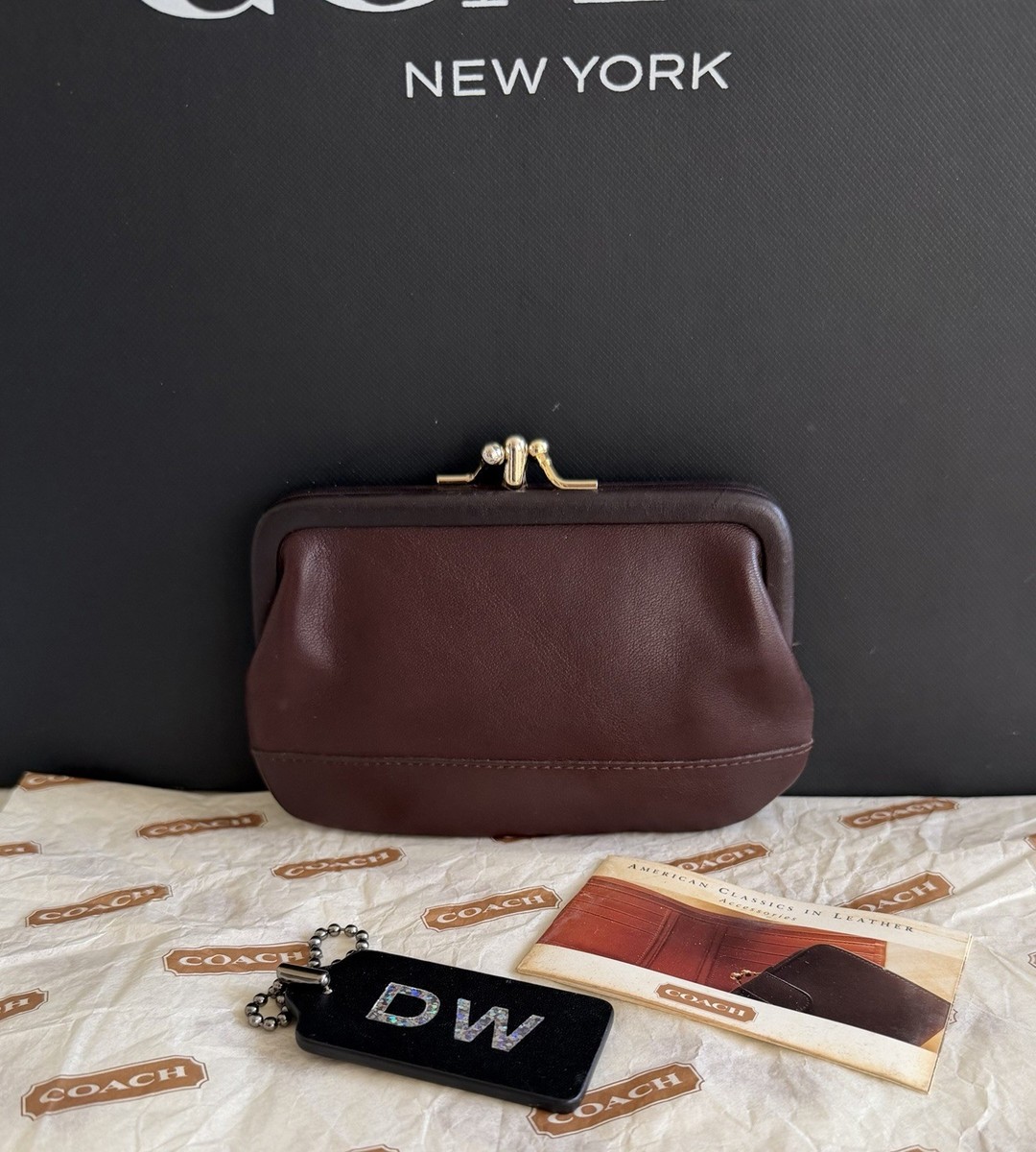 COACH VINTAGE DOUBLE KISSLOCK MAHOGANY COIN/CHANGE PURSE CLUTCH