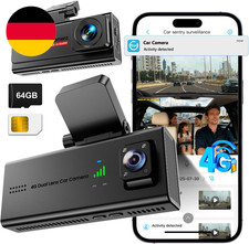 Dashcam Auto 4G LTE Mit SIM Karte, Dashcam Mit Parküberwachung Mit Fern-Live-Ans