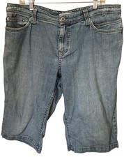 Tommy Hilfiger Womens Sz 14 Vtg Blue Jean Denim Distressed Capris Pockets 38x16