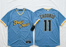Milwaukee Brewers Jackson Chourio 11 Blue Baseball Men's Jersey Size S-3XL NWT