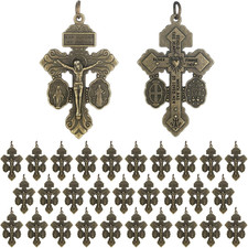 30 Pcs Catholic Crucifix for Rosary Making Bulk 2.2 Inch Cross Charms Pendants P