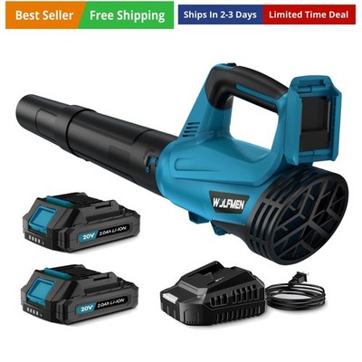 Leaf Blower, Electric Cordless Leaf Blower with 2 Batteries and Charger, 2 Sp...