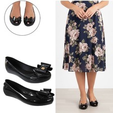 WOMENS LADIES FLAT PEEPTOE CASUAL OFFICE JELLY BOW SLIP ON SHOES  GOLD BALLETS