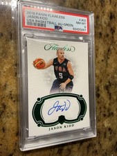 2018-19 Panini Flawless Jason Kidd Team USA Green On Card Auto JSY #1/5 PSA 8