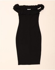 ZARA Womens Trafaluc Off Shoulder Bodycon Dress UK 8 Small Black Polyester DX16