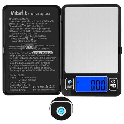  500g Digital Gram Scale in 0.01g, High Accuracy Assured by Built-in Level 